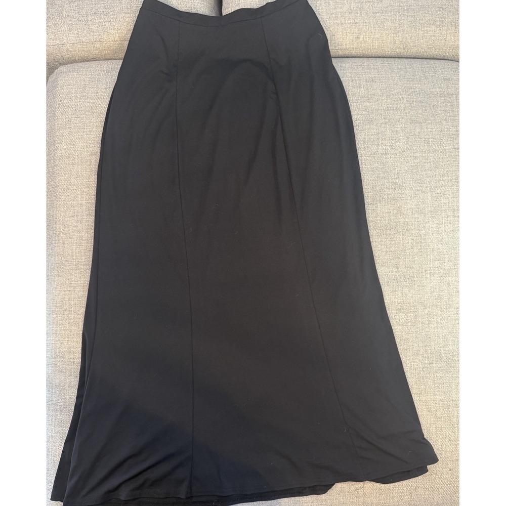 Jessica London Maxi Skirt Womens 12 Black A-Line Stretch Career Office Long